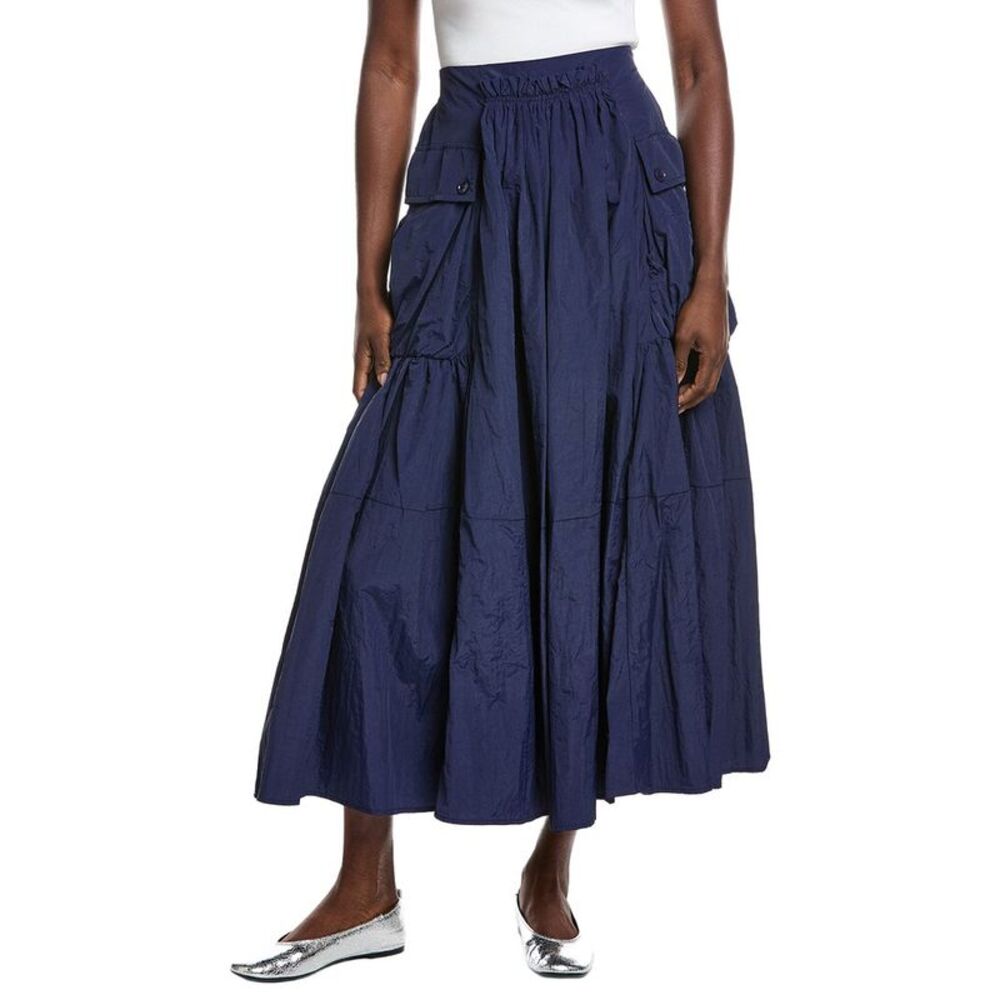 Gracia Womens  Long Parachute Cargo Skirt, Navy
